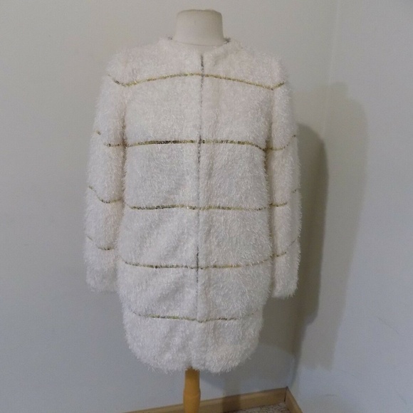 Darling Jackets & Blazers - Darling Vivienne Cream Coat w/Gold Sequins, S NEW